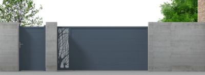 Portail Jardimat coulissant motorisé aluminium Fréjus gris - 350 x h.170 cm