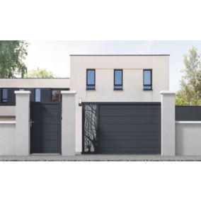 Portail Jardimat coulissant motorisé aluminium Fréjus gris - 350 x h.170 cm