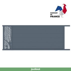 Portail Jardimat coulissant motorisé aluminium Frejus gris anthracite - 350 x h.145 cm