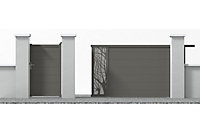 Portail Jardimat coulissant motorisé aluminium Frejus gris quartz - 350 x h.166 cm