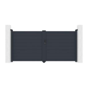 Portail électrique battant aluminium plein L305 x H150 cm anthracite - NAZARIO