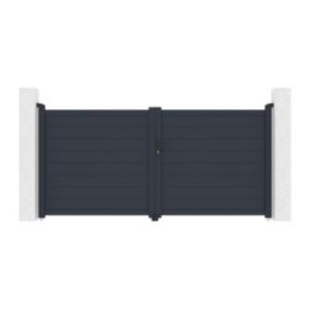 Portail électrique battant aluminium plein L305 x H150 cm anthracite - NAZARIO