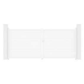 Portail électrique battant aluminium plein L397 x H181 cm blanc - NAZARIO