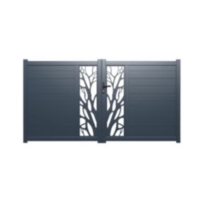 Portail électrique battant aluminium semi ajouré à motifs L307 x H187 cm anthracite LABRIT II