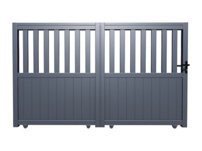 Portail électrique coulissant aluminium ajouré L401 x H149 cm anthracite TARNOS II
