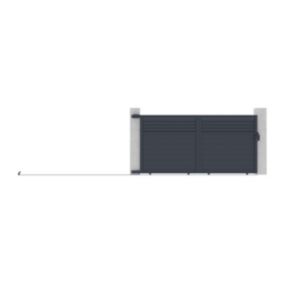 Portail électrique coulissant aluminium persienné L374 x H180 cm anthracite - VIAZO