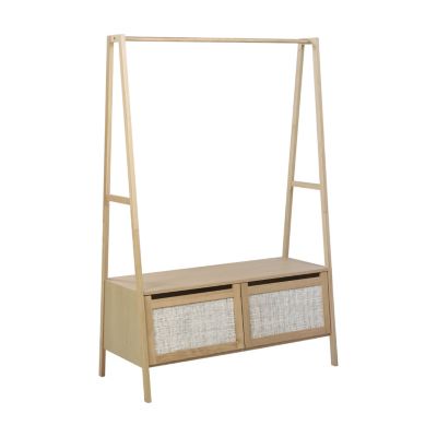 Portant à vêtements effet bois 1 étagère et 1 penderie 2 portes Homesight Arka l. 110 cm