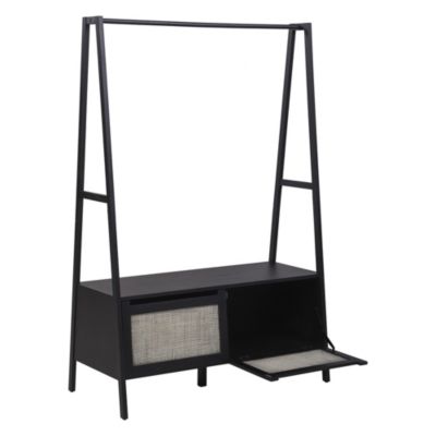 Portant à vêtements effet bois noir 1 étagère et 1 penderie 2 portes Homesight Arka l. 110 cm