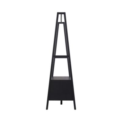 Portant à vêtements effet bois noir 1 étagère et 1 penderie 2 portes Homesight Arka l. 110 cm