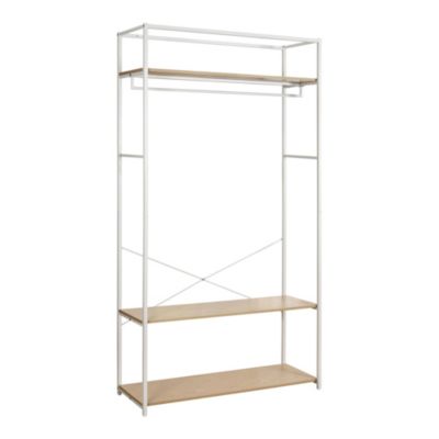 Portant à vêtements en bois et métal blanc 3 étagères et 1 penderie Homesight June l. 110 cm