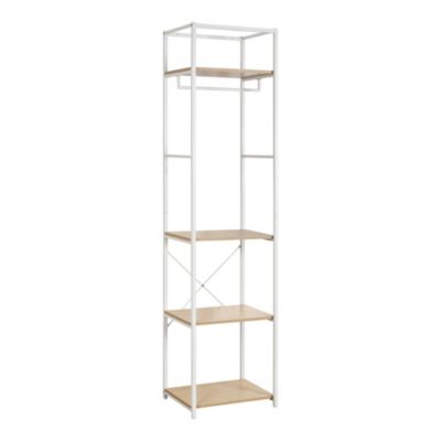 Portant à vêtements en bois et métal blanc 4 étagères et 1 penderie Homesight June l. 50 cm