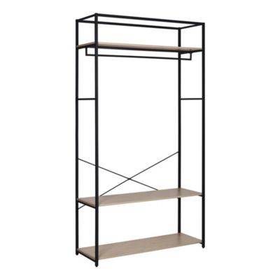 Portant à vêtements en bois et métal noir 3 étagères et 1 penderie Homesight June l. 110 cm