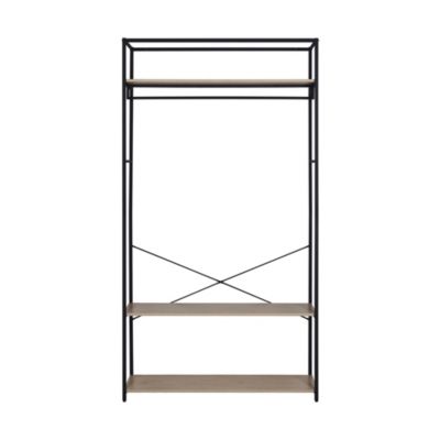 Portant à vêtements en bois et métal noir 3 étagères et 1 penderie Homesight June l. 110 cm