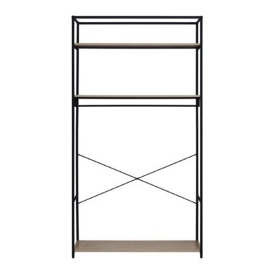 Portant à vêtements en bois et métal noir 3 étagères et 1 penderie Homesight June l. 110 cm