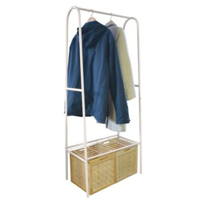 Portant à vêtements en métal beige Bridge 1 étagère et 1 penderie