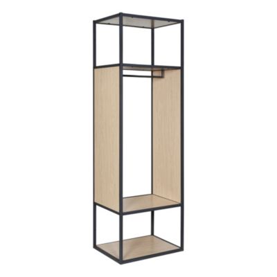 Portant à vêtements en métal noir et bois Homesight Oslo 1 barre de penderie et 2 étagères L. 60 cm