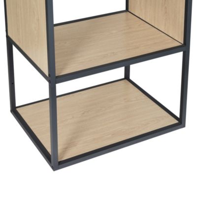 Portant à vêtements en métal noir et bois Homesight Oslo 1 barre de penderie et 2 étagères L. 60 cm