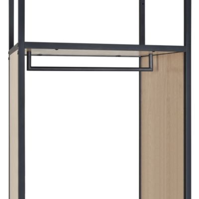 Portant à vêtements en métal noir et bois Homesight Oslo 1 barre de penderie et 2 étagères L. 60 cm