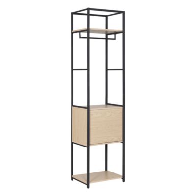 Portant à vêtements modulable en bois et métal noir 2 étagères et 1 penderie 1 porte Homesight June l. 50 cm
