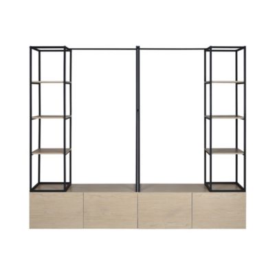 Portant à vêtements modulable en bois et métal noir 6 étagères 1 penderie 4 tiroirs Homesight Kleid l. 240 cm