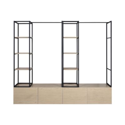 Portant à vêtements modulable en bois et métal noir 6 étagères 1 penderie 4 tiroirs Homesight Kleid l. 240 cm