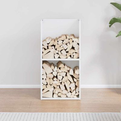 Portant de bois chauffage blanc 40x30x80 cm