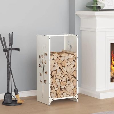 Portant de bois chauffage blanc 40x30x80 cm