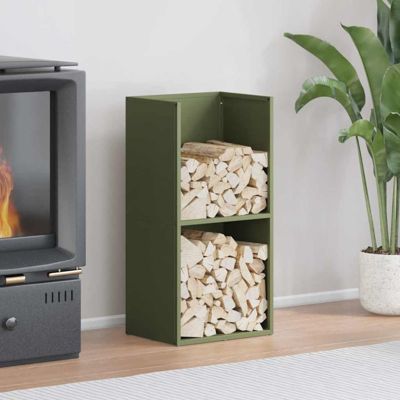 Portant de bois chauffage vert olive 40x30x80 cm
