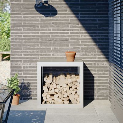 Rangement Bois De Chauffage Banc Blumfeldt - Bambou Et Acier Noir Intérieur Extérieur