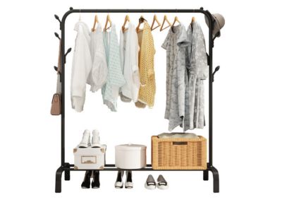 Portant penderie à vêtements avec étagères à chaussures 143x96x42 cm