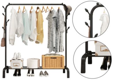 Portant penderie à vêtements avec étagères à chaussures 143x96x42 cm