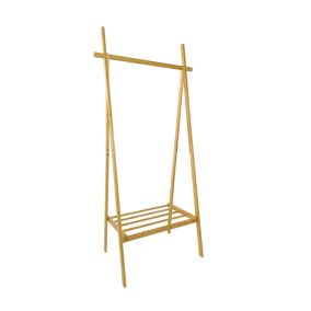 Portant pliable en bambou avec 1 étagère l. 75 x H. 160 cm