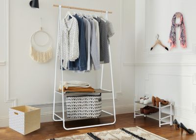 Portant simple avec 2 étagères Trendy H. 171 cm x L. 55 cm blanc et taupe