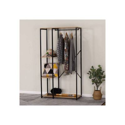 Portant à vêtement - Dressing industriel - Bois et métal noir