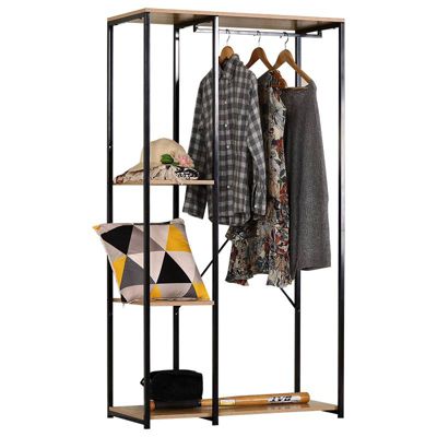 Portant à vêtement - Dressing industriel - Bois et métal noir