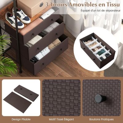 SONGMICS Portant à vêtements, armoire ouverte, porte-manteau robuste, 1 tringle extensible, 2 tiroirs, 4 étagères, pour chambre, gain de place, noir ébène RGR003B56