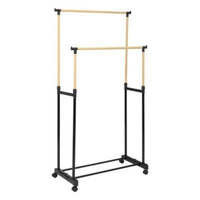 Portant à vêtements double inox et plastique