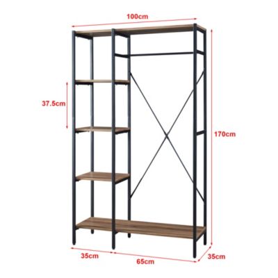 Portant à vêtements Hvidovre 170 x 100 x 35 cm noir effet bois en.casa