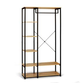 Portant à Vêtements Industriel Bois et Métal - Dressing avec Penderie et Étagères de Rangement - Design Robuste 167x90x40 cm