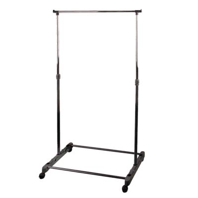 Portant à vêtements Inoxydable Extensible avec Roulettes et Étagère à Chaussures coloris noir - L 80 x p 43 x H 90-160 cm