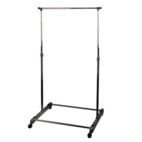 Portant à vêtements Inoxydable Extensible avec Roulettes et Étagère à Chaussures coloris noir - L 80 x p 43 x H 90-160 cm