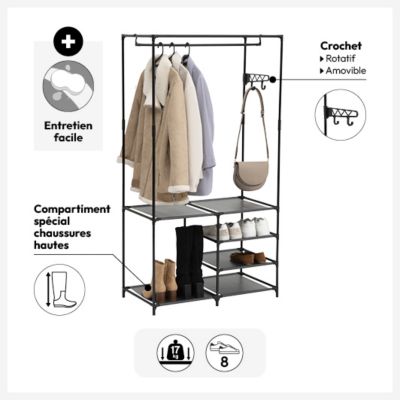 Portant à vêtements "Intissa" 4 niveaux en métal noir H160cm - 5 five simply smart