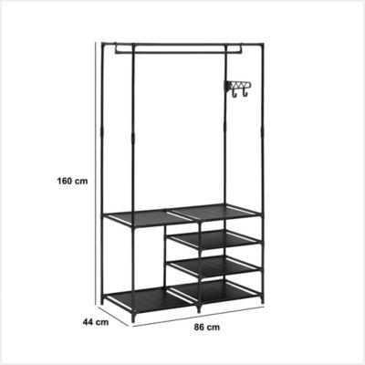 Portant à vêtements "Intissa" 4 niveaux en métal noir H160cm - 5 five simply smart