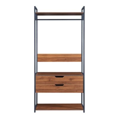 Portant à vêtements Larem avec 2 tiroirs 180 x 84 x 40 cm noir effet noyer en.casa