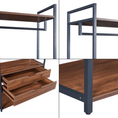 Portant à vêtements Larem avec 2 tiroirs 180 x 84 x 40 cm noir effet noyer en.casa