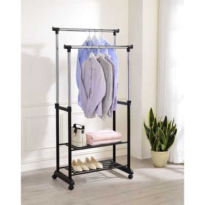 Portant à vêtements NELMA, en métal chromé et noir