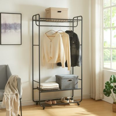 Portant à vêtements Vestvaagoey acier 176 x 90 x 40 cm noir en.casa