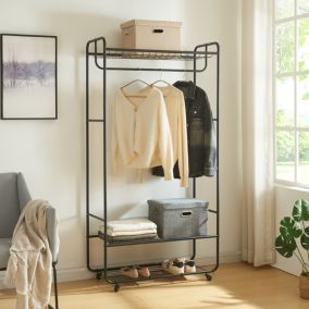 Portant à vêtements Vestvaagoey acier 176 x 90 x 40 cm noir en.casa