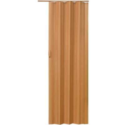 Porte accordéon profil à double paroi avec poignée coulissante noyer