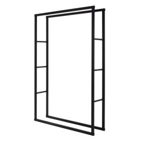 Porte Bûches de Cheminée, 100x25x150cm, Noir, Métallique, en Acier Revêtue par Poudre, Intérieur/Extérieur